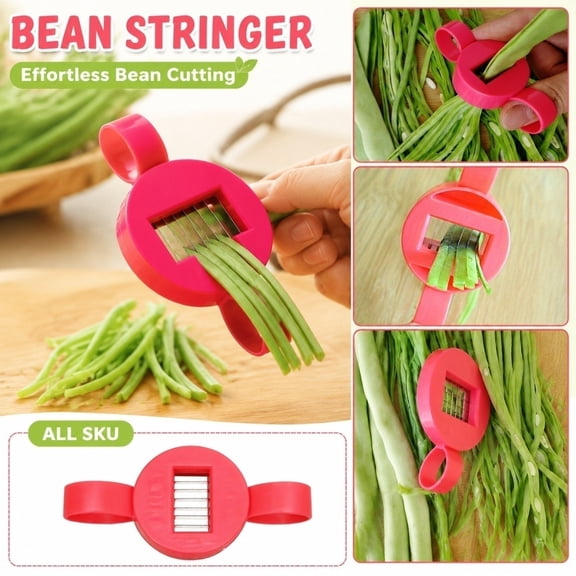 Large Green Multi-Function Vegetable Cutter  Bean Stringer Shredder for Home Kitchen, Stainless Steel Creative Kitchen Tool