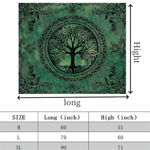 Large Green Nature Tapestry for Bedroom Aesthetic, Hippie Ceiling Tree of Life Decor Tapestries Wall Hanging, Boho Bohemian Mandala y2k Art Backdrop for Dorm Living Room (98"X118")
