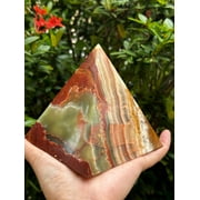 Large Green Onyx Crystal Pyramid, Grade A ++ 4 Multi Green Marble Onyx Pyramid