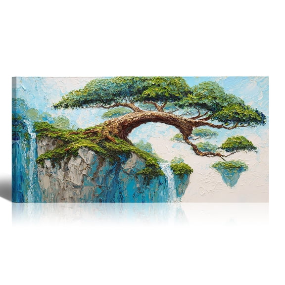 Large Green Tree of Life Canvas Prints Artwork, Abstract Paintings for Bedroom Living Room, Nature Canvas Wall Art for Modern Home Decoration