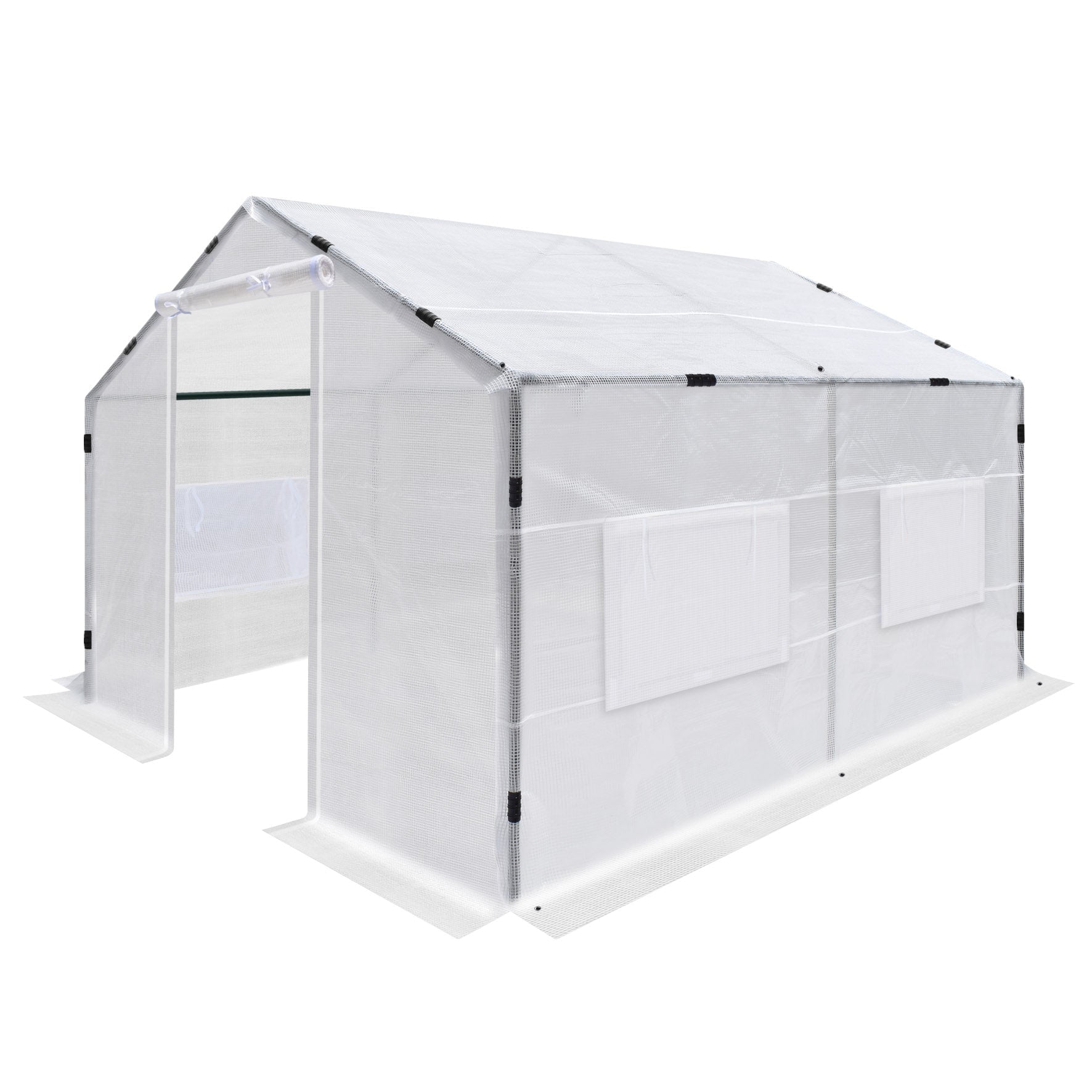 SUNNYOUTDOOR Large Greenhouse 2 Doors Walk-in Outdoor Gardening Green House with Roll-up Velcro Windows Garden Plant Hot House (White