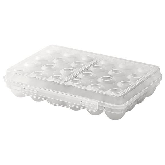 Large Grid Fridge Egg Storage Container, Clear Thick Plastic Construction, Tight Sealed Lid, Household Fresh Egg Preservation Organizer