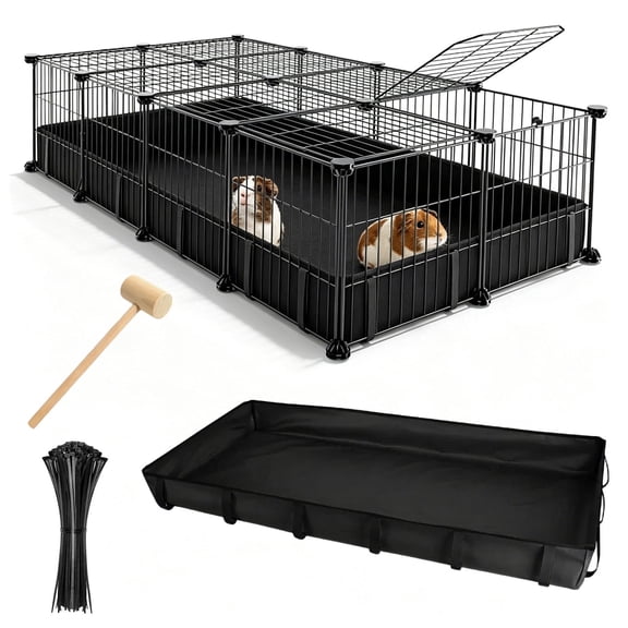 Guinea Pig Cages with Top Cover & Waterproof Mat, Dog-Proof Small Animal Playpen for Rabbits & Hamsters, 47"x24"x16" Indoor Outdoor Metal Wire Fence