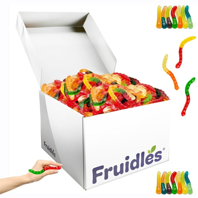 Large Gummi Worms Candy, Assorted Fruit Flavors Gummies, Allergy