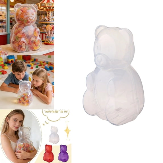 Large Gummy Bear Container, Gummy Bear Storage Box for Valentine's Day Gift, Birthday Party Favors, Themed Holidays and Custom Party Favor Storage(White)