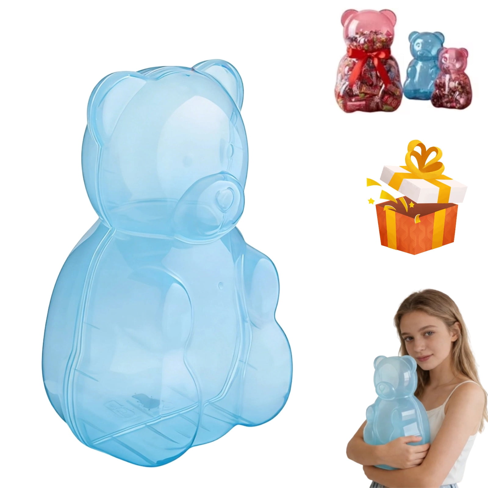 Large Gummy Bear Containers, Clear Gummy Bear Shaped Candy Holder for ...