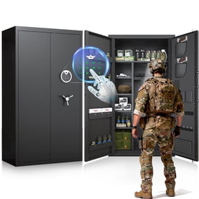 25-40 Gun Safe for Home, Large Steel Gun Cabinet with Backlit Digital Keypad, Dual Alarm, Adjustable Racks & Magnetic LED Light