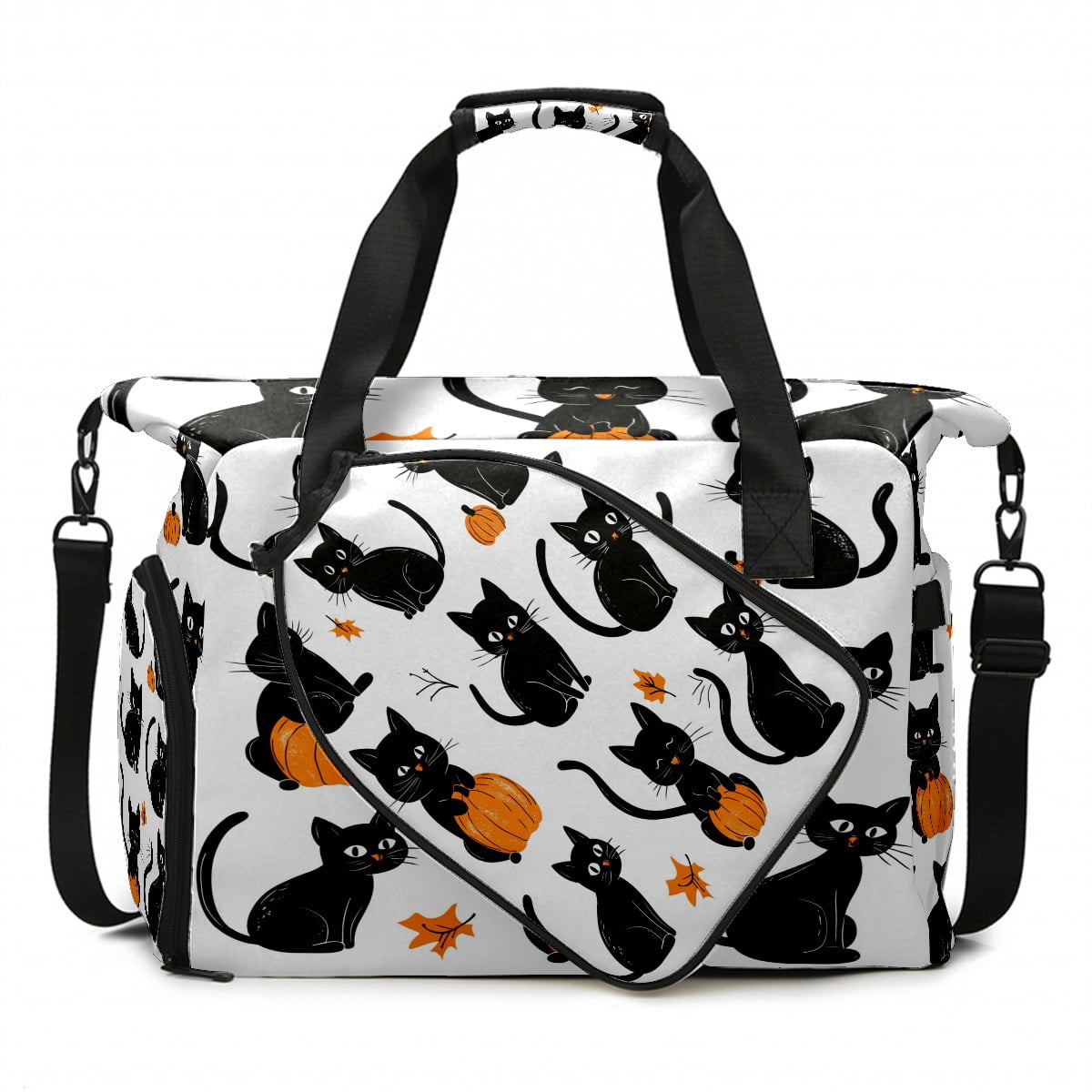 Large Gym Bag with Shoe Compartment, Water-Resistant Duffle Bag for Men and Women, Halloween Black Cats Sports Tote for Workout Travel
