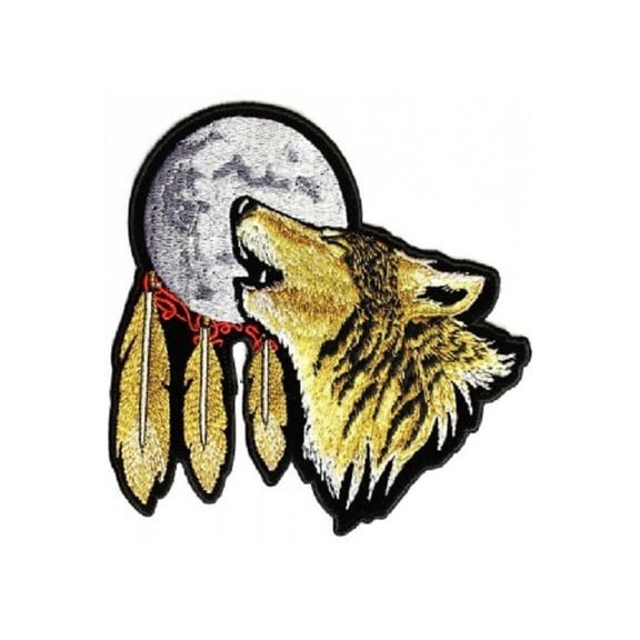Large HOWLING WOLF MOON 12" x 12" iron on back patch (3120) Biker (X)