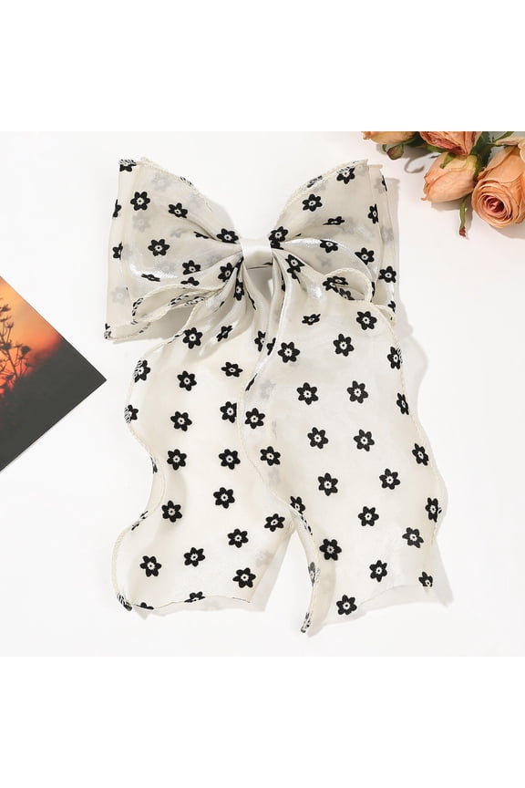 Large Hair Bow Clips for Women - Bright Silk Long Tail French Ribbon Hair Accessories for Girls - for Any Occasion and Stylish