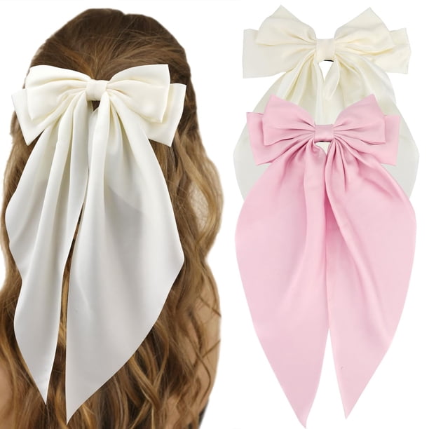 Large Hair Bows, 2PCS Satin Hair Ribbons Bow Hair Clips  display picture 1