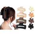 thumbnail image 1 of Large Hair Claw Clips, 8PCS Big Butterfly Hair Clip, 4.2 Inch Strong Hold Jaw Square Clip, Hair Bow Clips for Thick Thin Curly Hair, Accessories for Women Girls- Matte Black Brown, 1 of 5