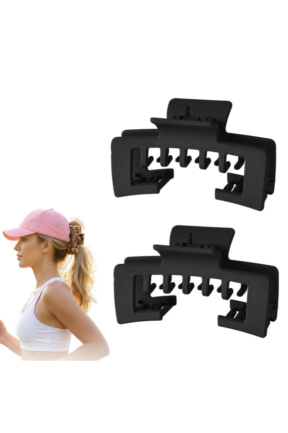 Large Hair Clips for Hat, Large Trucker Hair Claw Clip Non-Slip Strong Hold Hat Hair Clips, Cap Clips For Baseball Caps, Tortoise Shell Adjustable Hats Claw Clips (Style D-2PCS)