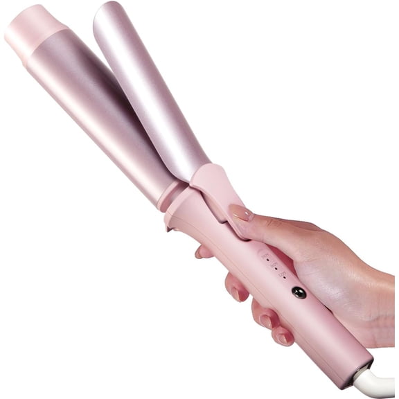 Large Hair Curling Wand, 1.6 Inch Big Barrel Curling Iron, 43 Million Ionic Ceramic Curler with 3 Temp, Auto Shut-Off, Long Barrel Curling Wand for Long Hair, Dual ,