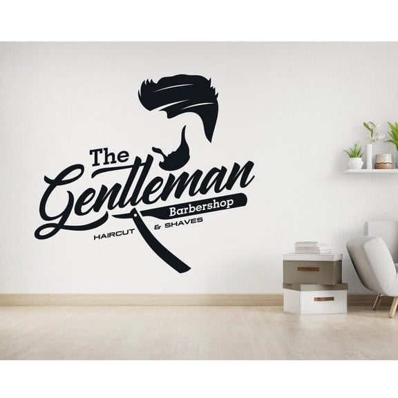Large Hairdresser Skeleton Barber Shop Wall Sticker Barber Barbershop Hair Skull Wall Decal Vinyl Home Decor 47x42cm