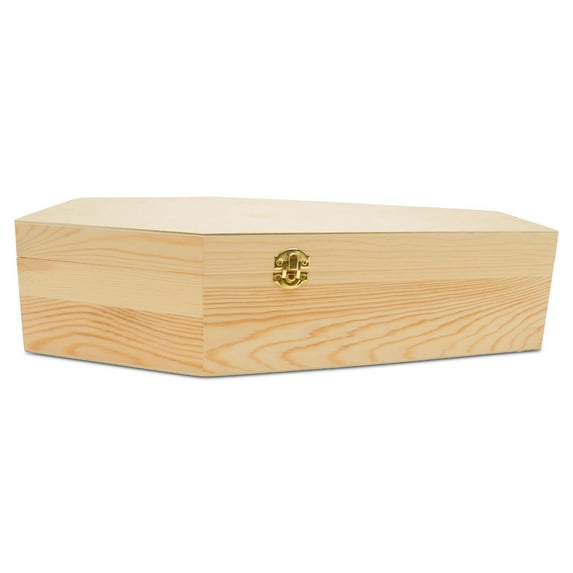 Large Halloween Coffin Box Unfinished Wood, 18 inch, 1-Pack, for Halloween Crafts, Gift Box, Party Décor, or Pet Casket, by Woodpeckers