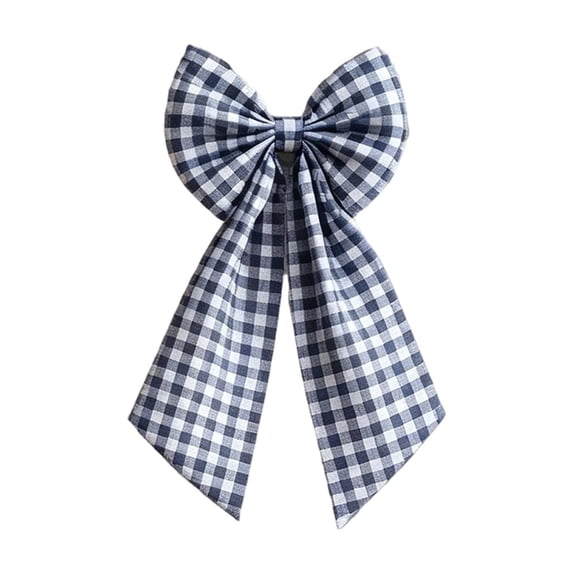 Large Halloween Decorative Wreath Bow Gingham Plaid Fabric Ribbon for Front Door Fall Party Decorations and Halloween Home Supplies