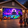 thumbnail image 1 of Large Halloween Garage Door Backdrop Pumpkin Bat Moon Print Front Yard Halloween Outdoor Decorations Seasonal Decor Curtain, 1 of 3