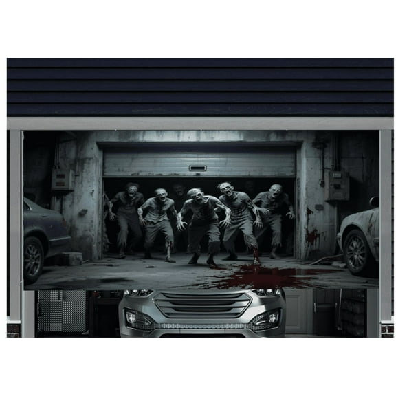 Large Halloween Garage Door Fabric Decoration Outdoor Yard Display for Festive Party Scary Theme