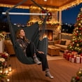 thumbnail image 1 of Large Hammock Chair Swing, Relax Hanging Rope Swing Chair with Detachable Metal Support Bar & Two Seat Cushions, Cotton Hammock Chair Swing Seat for Yard Bedroom Patio Porch Indoor Outdoor, 1 of 7