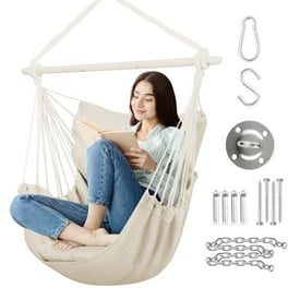 Backyard Expressions Hanging Hammock Chair Brown with White Rings Polyester Cotton Walmart