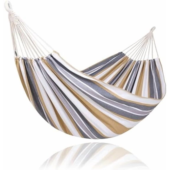 Large Hammock for Tree, Outdoor Tree Fabric Hammock Only, Coffee Stripes