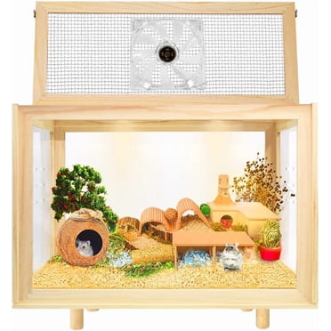 Image showcasing 28” Mcage Large 2-Tier Acrylic Cage for Hamster, Mouse, Guinea Pig w ...