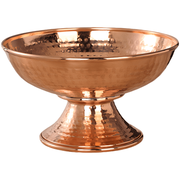 Large Hand-Hammered Reddish-Brown Copper Alloy Offering Bowl, 8.3 x 4.7 in / 21 x 12 cm, Heavy Duty Pedestal Bowl for Home Use, Pooja Rituals, Decorative Fruit Plate, and Altar Display