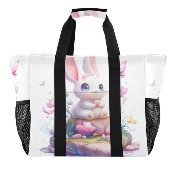 Large Hand-Held Storage Bag Kitchen Reusable Grocery Bags Travel Tote Bags Waterproof ToteLaundry BagBeach Bag Pool Bag Beautiful Cartoon Elf