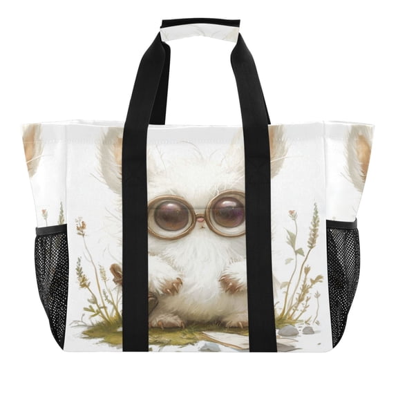 Large Hand-Held Storage Bag Kitchen Reusable Grocery Bags， Travel Tote Bags， Waterproof Tote，Laundry Bag，Beach Bag， Pool Bag Big Eyes Cute Thing