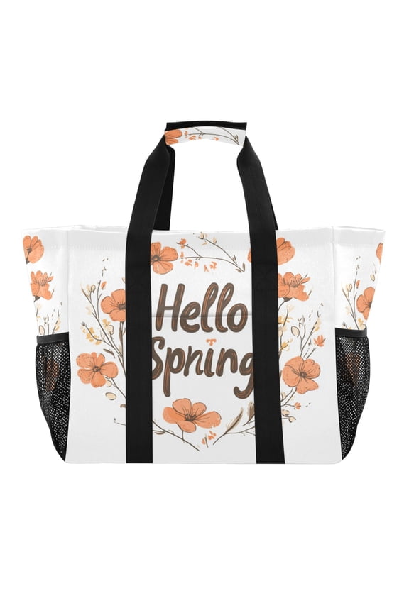 Large Hand-Held Storage Bag Kitchen Reusable Grocery Bags Travel Tote Bags Waterproof ToteLaundry BagBeach Bag Pool Bag Cartoon Spring