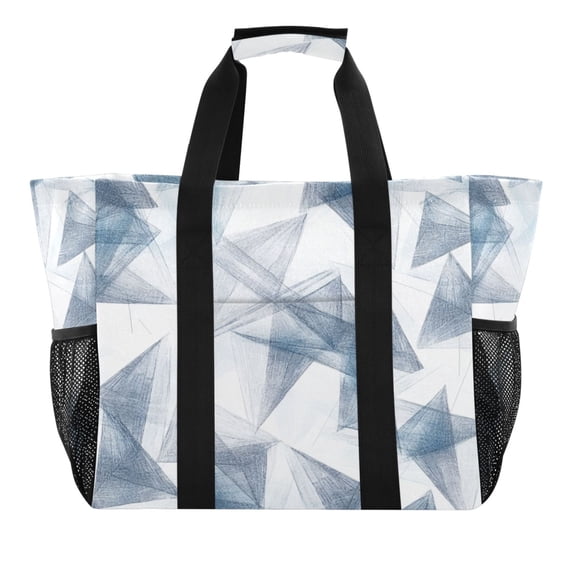 Large Hand-Held Storage Bag Kitchen Reusable Grocery Bags Travel Tote Bags Waterproof ToteLaundry BagBeach Bag Pool Bag Cartoon Triangle Pattern