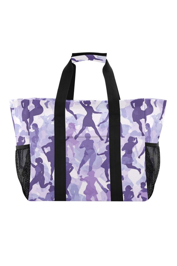 Large Hand-Held Storage Bag Kitchen Reusable Grocery Bags Travel Tote Bags Waterproof ToteLaundry BagBeach Bag Pool Bag Dancing Crowd