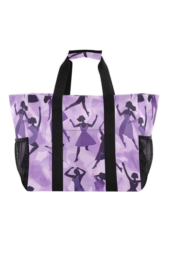 Large Hand-Held Storage Bag Kitchen Reusable Grocery Bags Travel Tote Bags Waterproof ToteLaundry BagBeach Bag Pool Bag Dancing Human