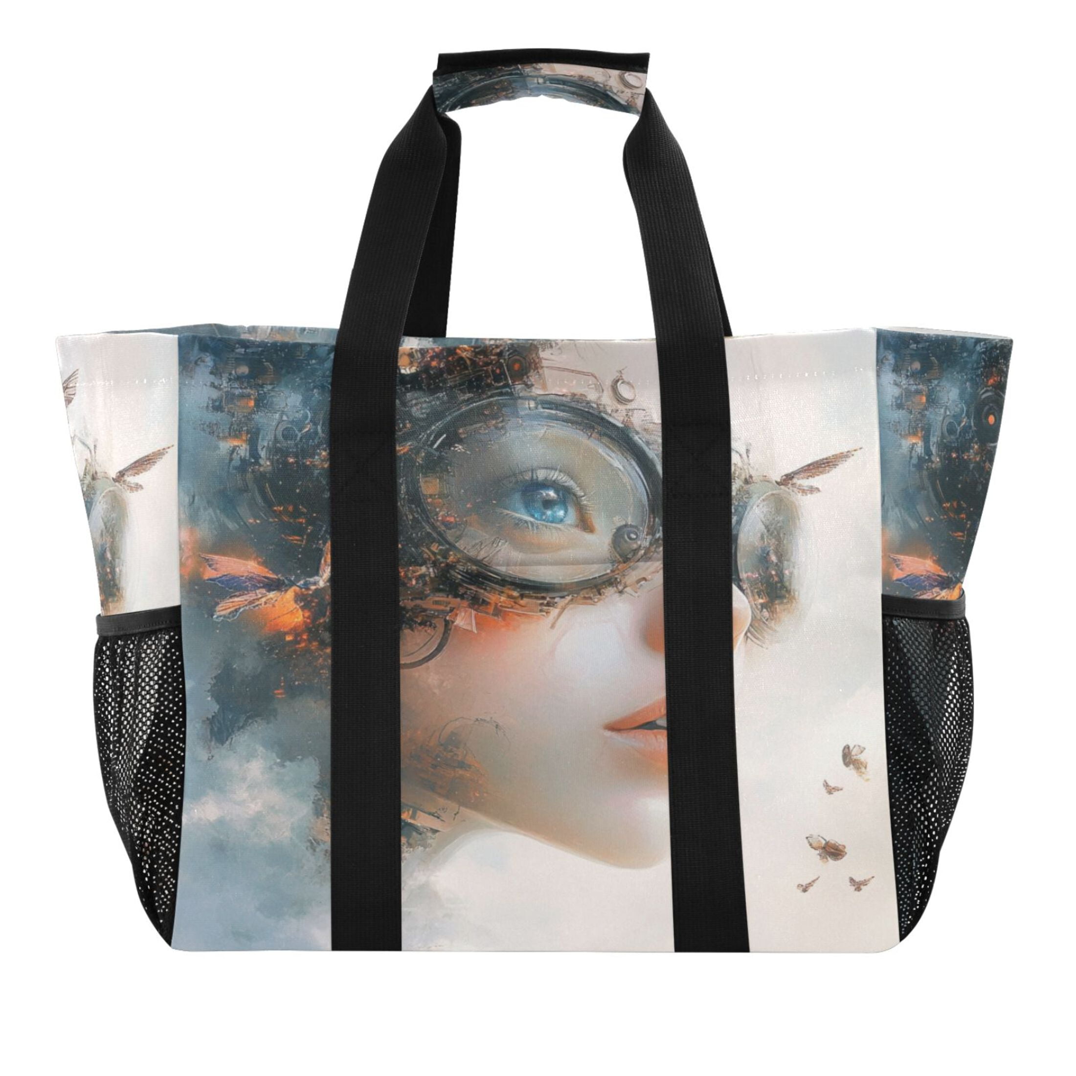 Large Hand-Held Storage Bag Kitchen Reusable Grocery Bags, Travel Tote ...