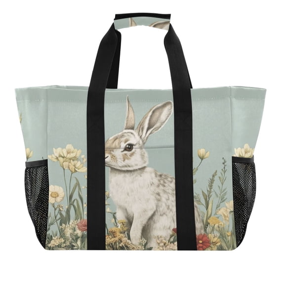Large Hand-Held Storage Bag Kitchen Reusable Grocery Bags, Travel Tote Bags, Waterproof Tote,Laundry Bag,Beach Bag, Pool Bag Garden Cute Rabbit