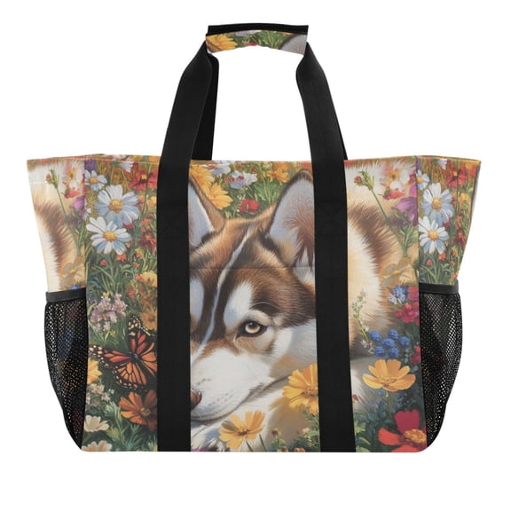 Large Hand-Held Storage Bag Kitchen Reusable Grocery Bags Travel Tote Bags Waterproof ToteLaundry BagBeach Bag Pool Bag Garden Husky