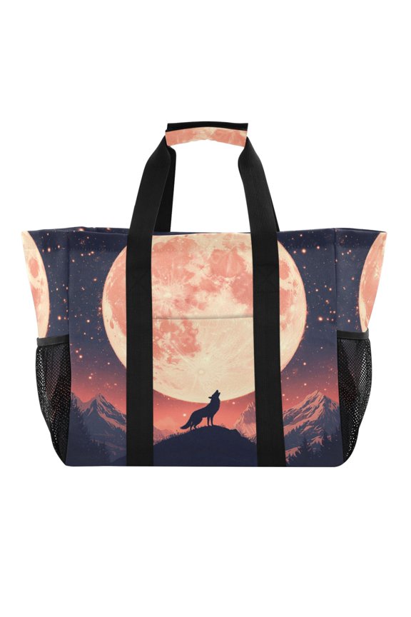 Large Hand-Held Storage Bag Kitchen Reusable Grocery Bags Travel Tote Bags Waterproof ToteLaundry BagBeach Bag Pool Bag Lone Wolf