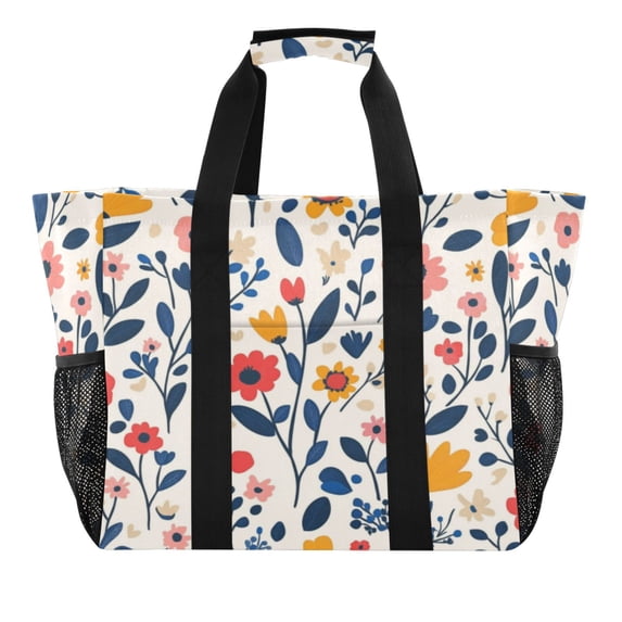 Large Hand-Held Storage Bag Kitchen Reusable Grocery Bags, Travel Tote Bags, Waterproof Tote,Laundry Bag,Beach Bag, Pool Bag Lovely Flower Seamless