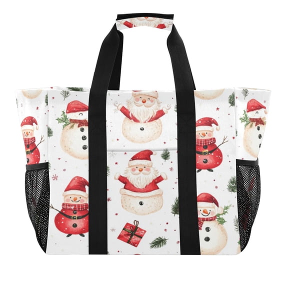 Large Hand-Held Storage Bag Kitchen Reusable Grocery Bags， Travel Tote Bags， Waterproof Tote，Laundry Bag，Beach Bag， Pool Bag Lovely Santa Claus
