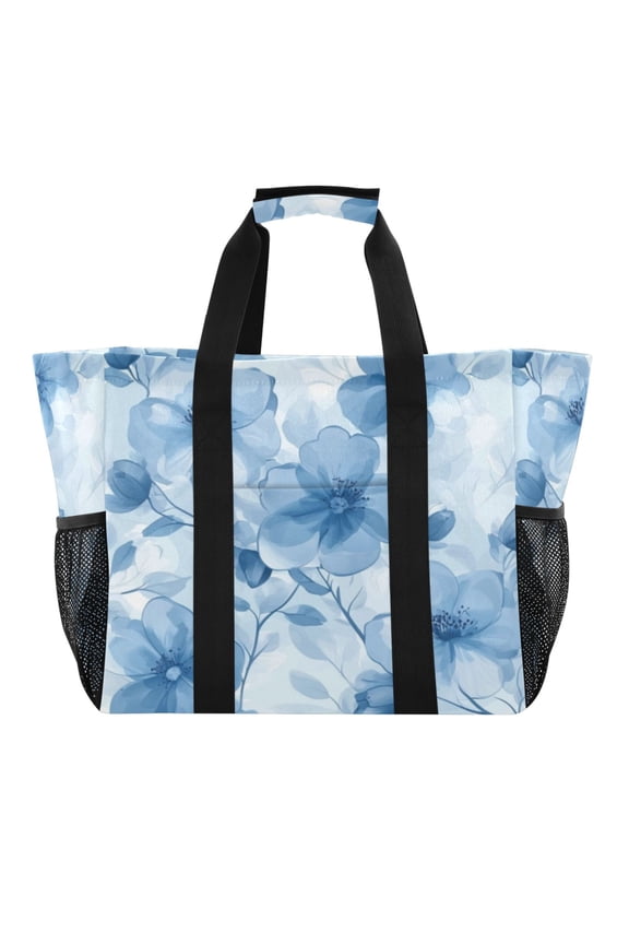 Large Hand-Held Storage Bag Kitchen Reusable Grocery Bags Travel Tote Bags Waterproof ToteLaundry BagBeach Bag Pool Bag Pretty Lovely Flowers Seamless