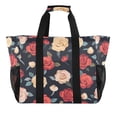 thumbnail image 1 of Large Hand-Held Storage Bag Kitchen Reusable Grocery Bags， Travel Tote Bags， Waterproof Tote，Laundry Bag，Beach Bag， Pool Bag Red Rose Cartoon, 1 of 8
