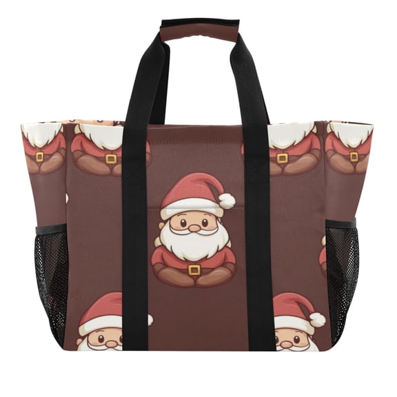 Large Hand-Held Storage Bag Kitchen Reusable Grocery Bags， Travel Tote Bags， Waterproof Tote，Laundry Bag，Beach Bag， Pool Bag Red Santa Claus