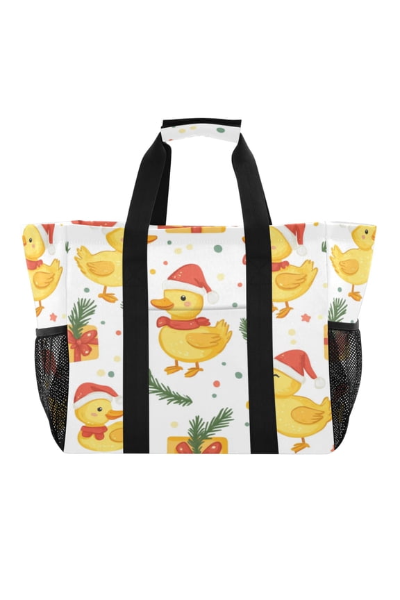 Large Hand-Held Storage Bag Kitchen Reusable Grocery Bags Travel Tote Bags Waterproof ToteLaundry BagBeach Bag Pool Bag Santa Hat Duck