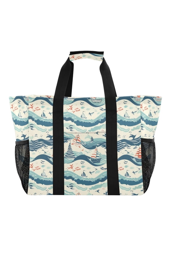 Large Hand-Held Storage Bag Kitchen Reusable Grocery Bags Travel Tote Bags Waterproof ToteLaundry BagBeach Bag Pool Bag Sea Boat