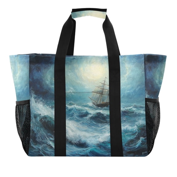 Large Hand-Held Storage Bag Kitchen Reusable Grocery Bags Travel Tote Bags Waterproof ToteLaundry BagBeach Bag Pool Bag Super Cool Ship