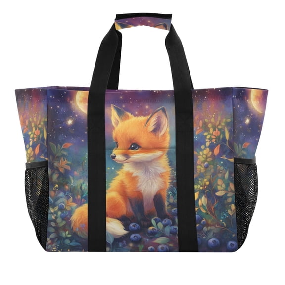 Large Hand-Held Storage Bag Kitchen Reusable Grocery Bags， Travel Tote Bags， Waterproof Tote，Laundry Bag，Beach Bag， Pool Bag The Little Orange Fox