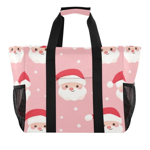 Large Hand-Held Storage Bag Kitchen Reusable Grocery Bags， Travel Tote Bags， Waterproof Tote，Laundry Bag，Beach Bag， Pool Bag The Lovely Santa Claus