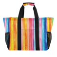 thumbnail image 1 of Large Hand-Held Storage Bag Kitchen Reusable Grocery Bags， Travel Tote Bags， Waterproof Tote，Laundry Bag，Beach Bag， Pool Bag Watercolor Stripe Pattern, 1 of 8