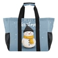 thumbnail image 1 of Large Hand-Held Storage Bag Kitchen Reusable Grocery Bags， Travel Tote Bags， Waterproof Tote，Laundry Bag，Beach Bag， Pool Bag White Christmas Snowman, 1 of 8
